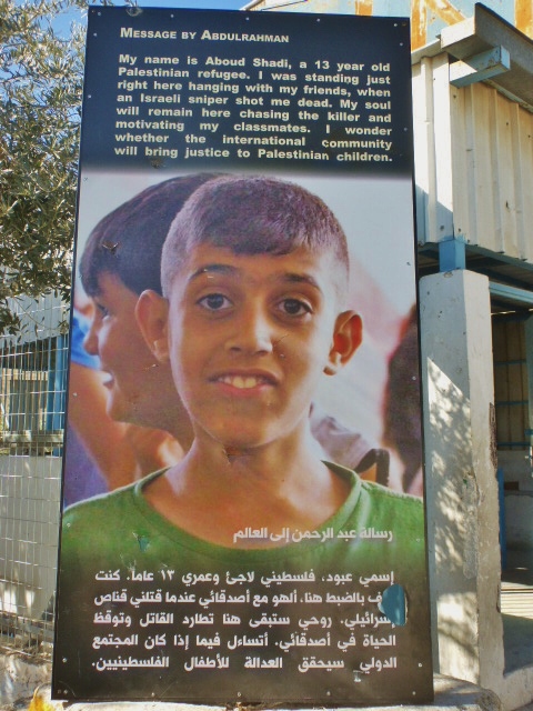 Palestinian boy shot dead by an Israeli sniper.