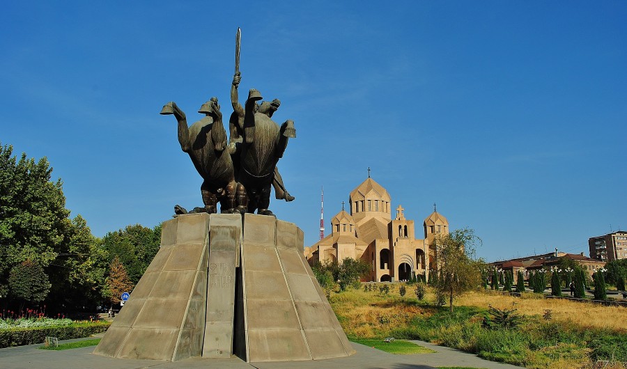 Surp Grigor Lusavorich Cathedral built to celebrate 1700 years of Christianity in Armenia. Yerevan.