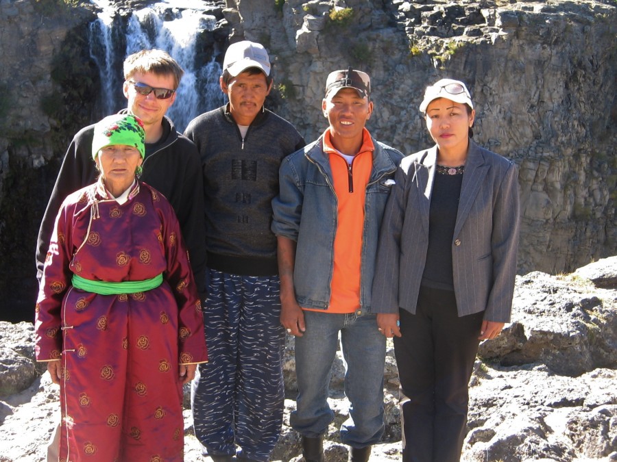 Marcin Malik with a Mongolian family.
