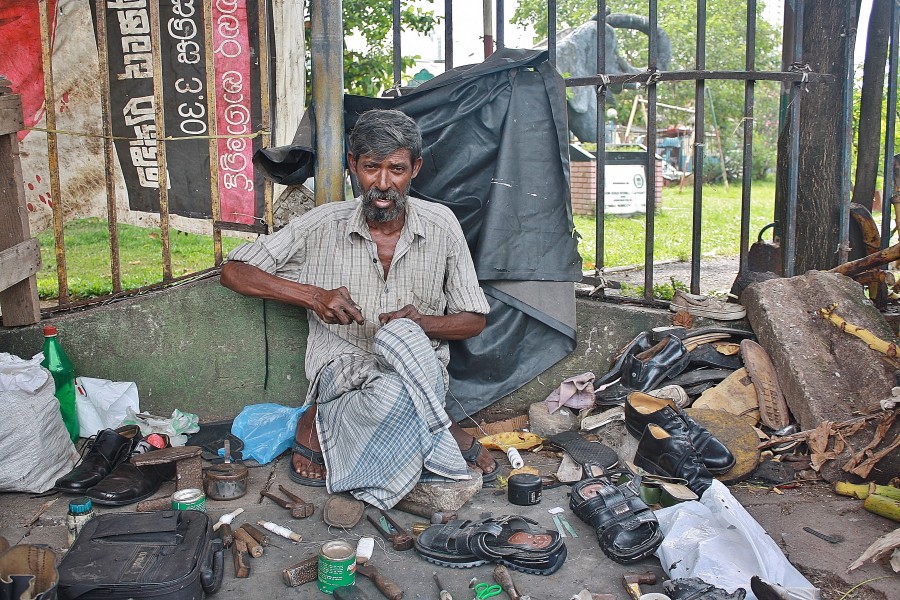 Shoemaker in Colombo. Sri Lanka.