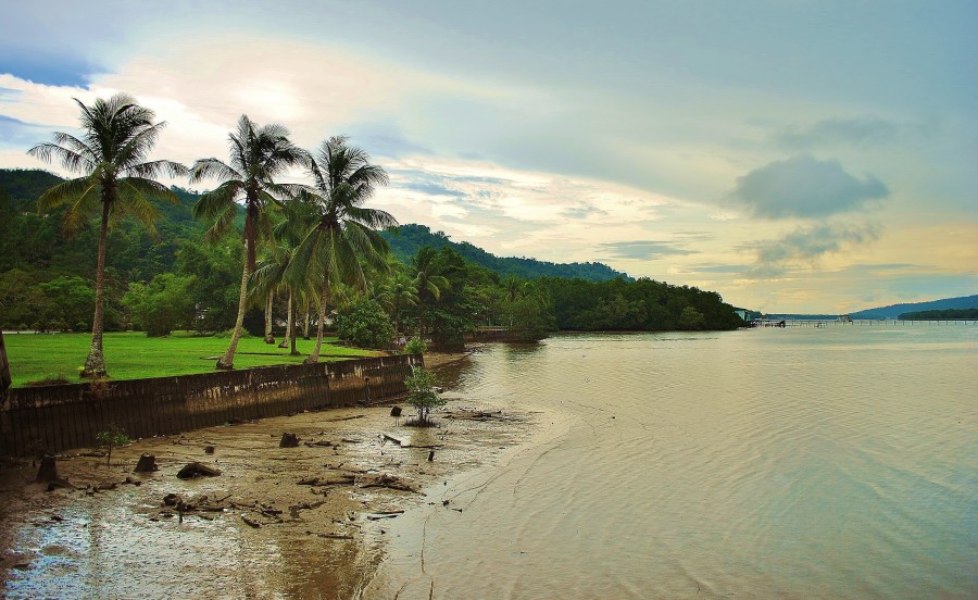 Widok na zatokę w pobliżu Bandar Seri Begawan. Brunei.