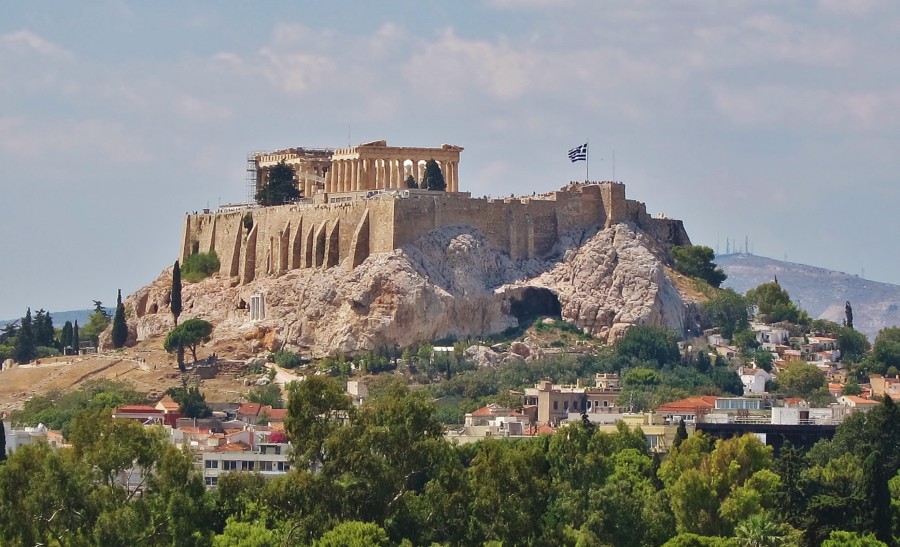The Acropolis seen from the Olympic Stadium.