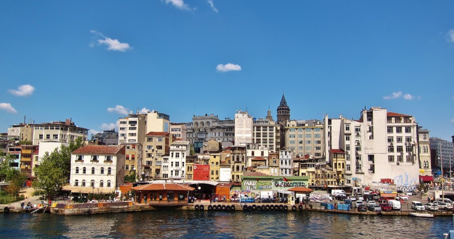 View of the Asian part of Istanbul. Galata Tower in the distance.