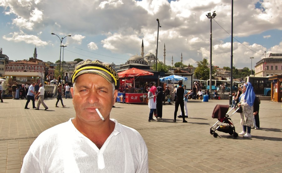 Turkish sailor by the Bosporus. Istanbul. Turkey.