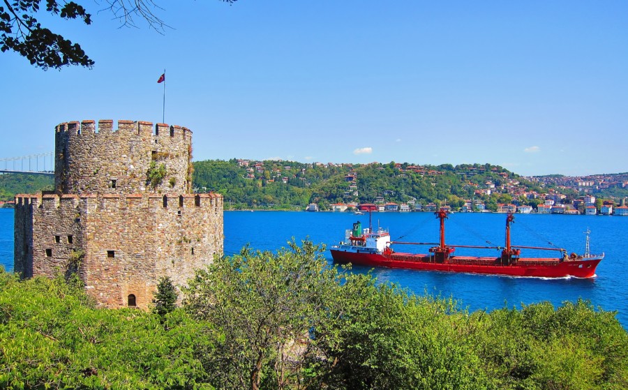 View of the Bosphorus from the Rumeli Fortress. Istanbul. Turkey.