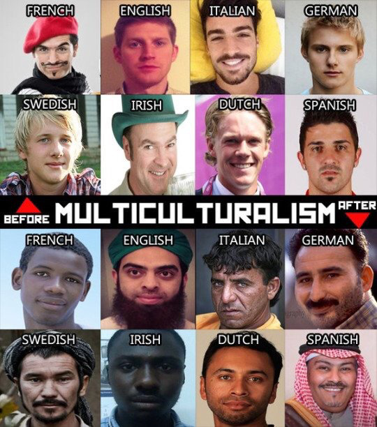 Multi - “culturalism"- before and after. Let's hurry to love indigenous Europeans; they get replaced so quickly.