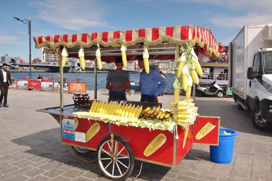 A corn stall in Istanbul, on the Bosphorus.