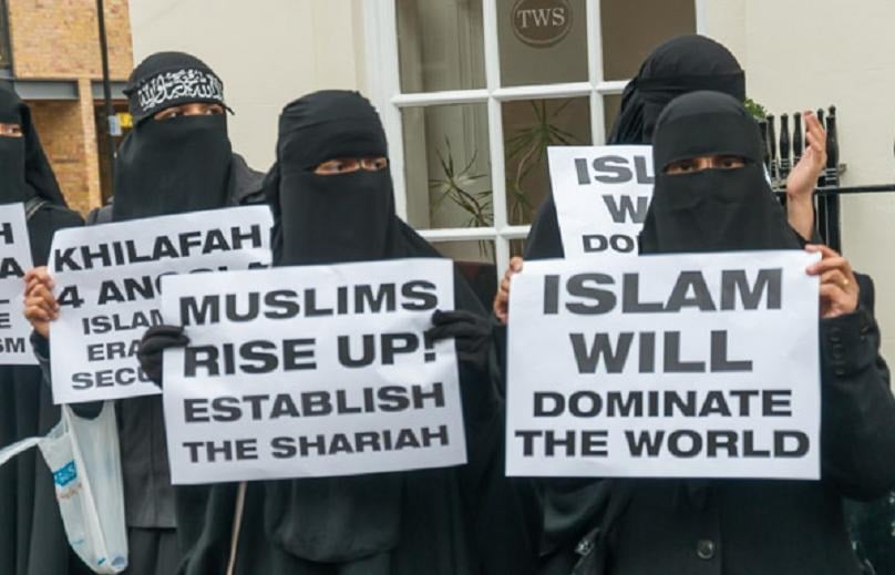 A message from Muslim women in England is: 'Muslims, rise up. Establish Sharia law. Islam will dominate the world. ' Are these not calls for war and occupation?