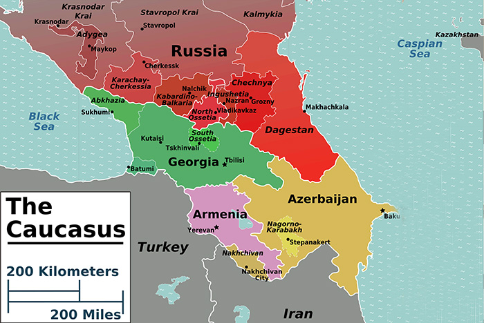 Mapa Kaukazu.