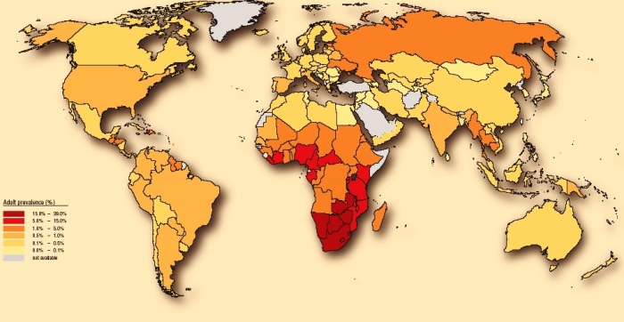 Globalna mapa HIV / AIDS