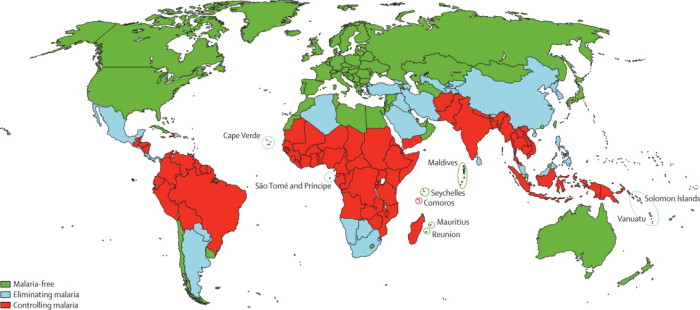 Mapa malaryjna świata.