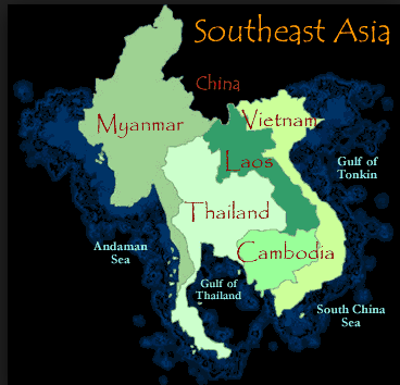 Myanmar (Birma), Tajlandia, Laos. Kambodża i Wietnam