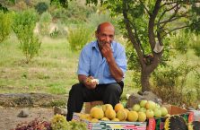 Armenia - mężczyzna na bazarze owocowym.