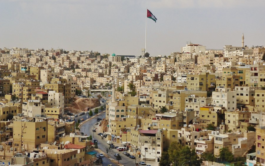 The panorama of Amman seen from the Citadel. Jordan.