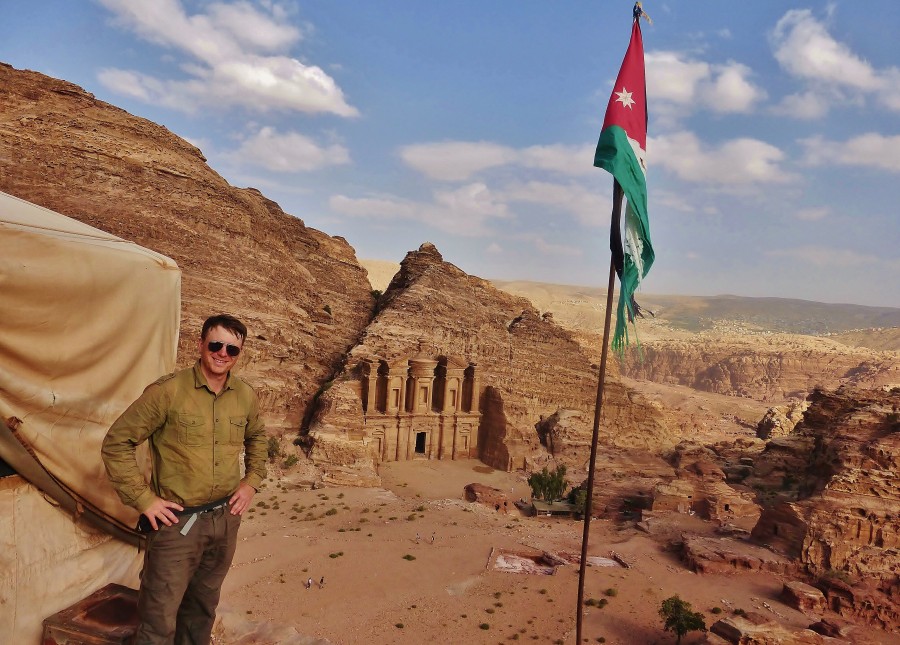 Jordan; Petra - in front of the Al-Deir monastery.